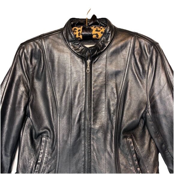 Wilson Leather Jacket Women's Small Black Leather Full Zip Pockets - Picture 4 of 16